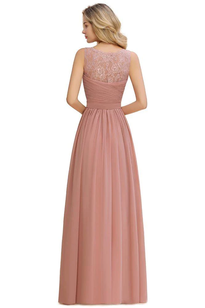 V-Neck Aline Ruffle Chiffon Bridesmaid Dress Sleeveless Floral Evening Swing Dress - Image 15
