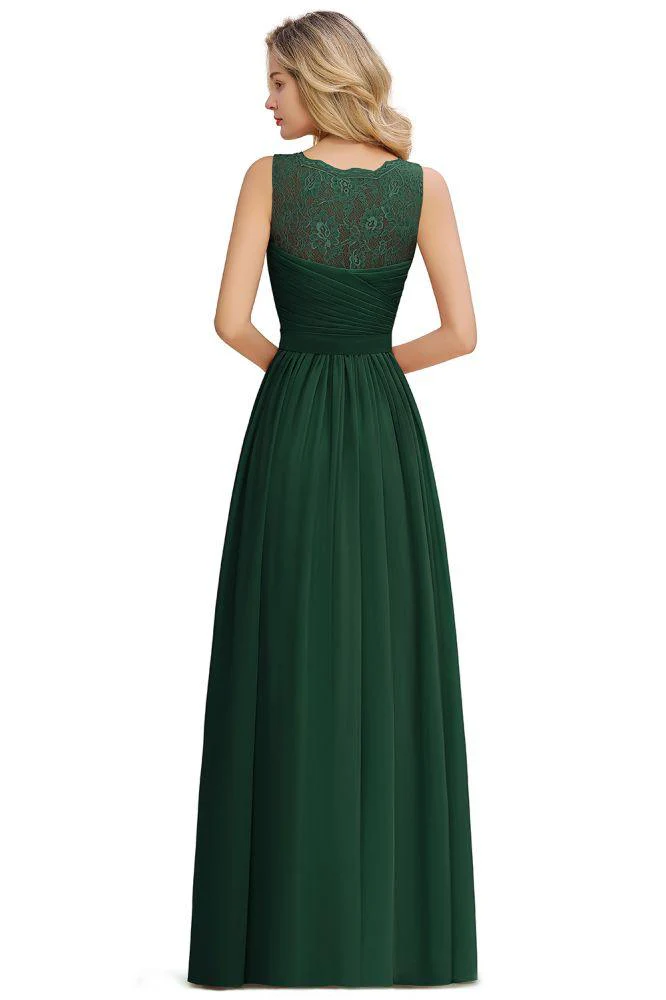 V-Neck Aline Ruffle Chiffon Bridesmaid Dress Sleeveless Floral Evening Swing Dress - Image 16