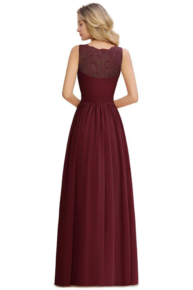 V-Neck Aline Ruffle Chiffon Bridesmaid Dress Sleeveless Floral Evening Swing Dress - Image 17