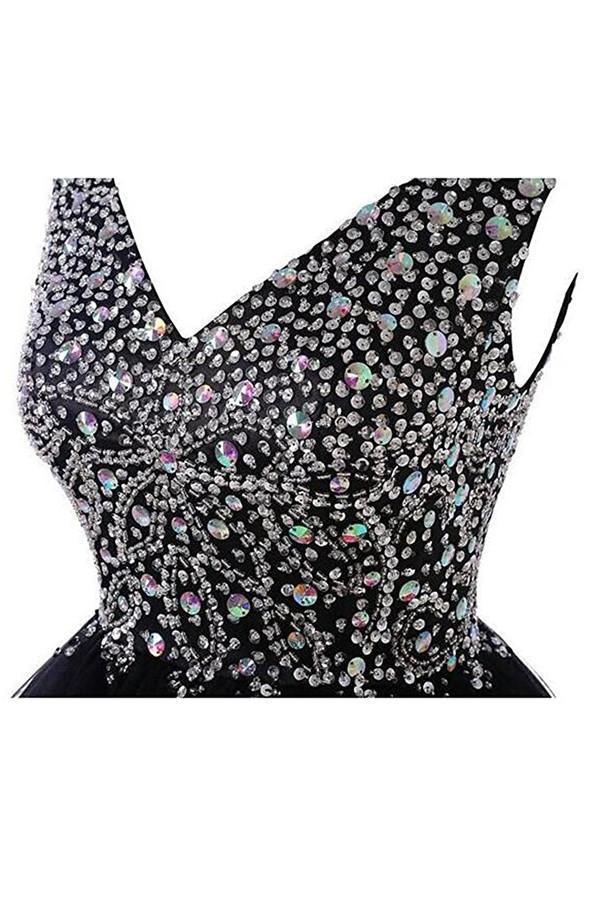 V-Neck Graduation Homecoming Dresses Beaded Tulle - Image 3