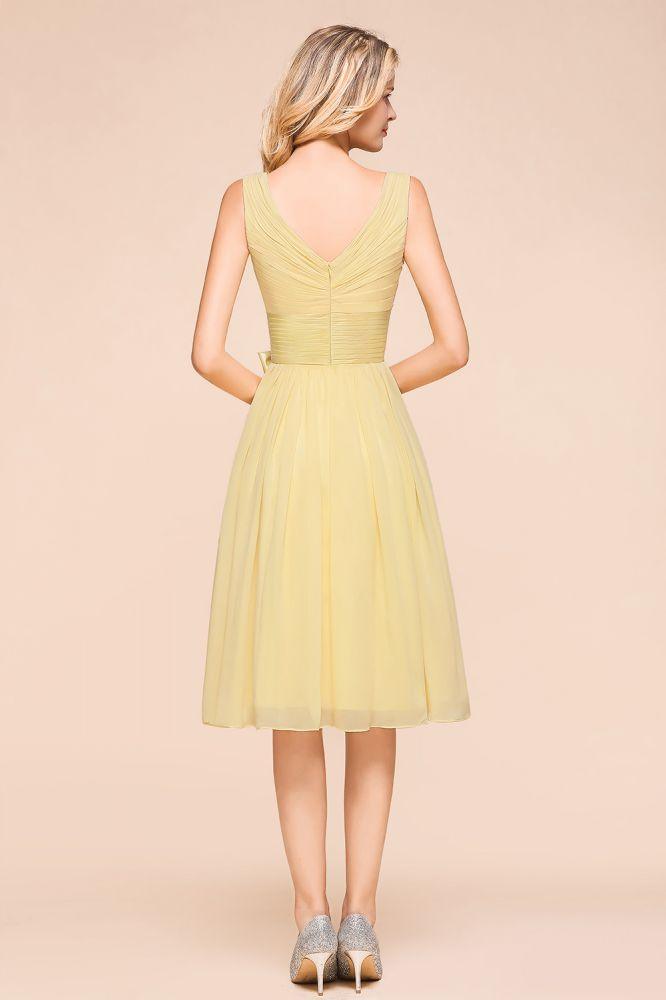 V-Neck Sleeveless A-line Mini Dress Ankle Length Bridesmaid Dress - Image 2